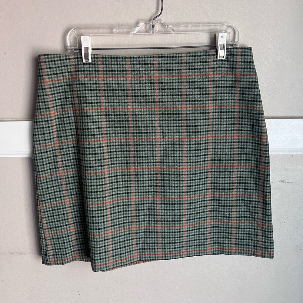 Rachel Zoe Green and Pink Plaid Mini Skirt